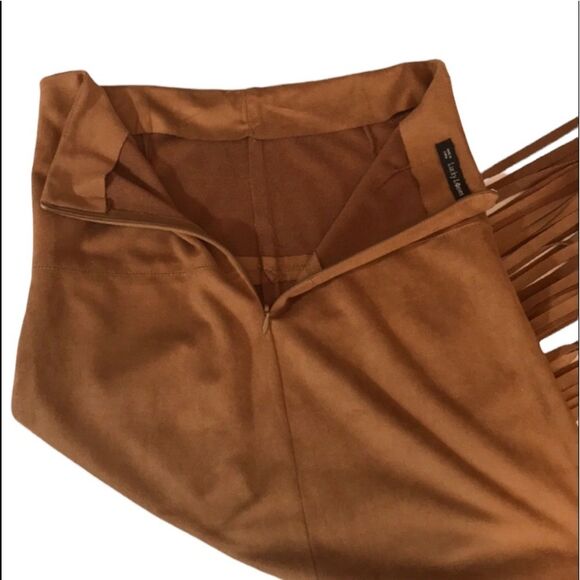 Hippie Boho Bohemian Faux Suede Fringe Skirt Sz S - Picture 6 of 9